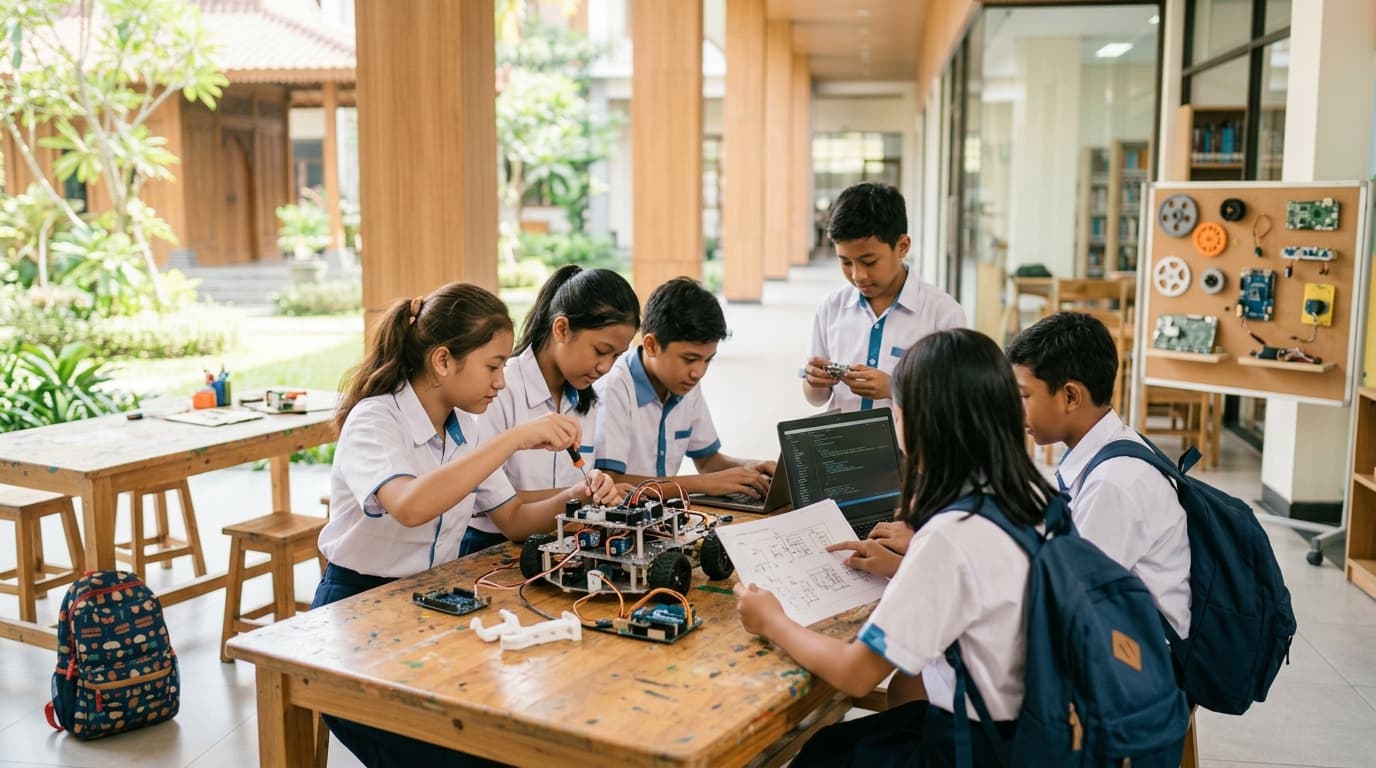Siswa Sekolah Menengah Pertama Sekolah Bangsa Global Cyber School